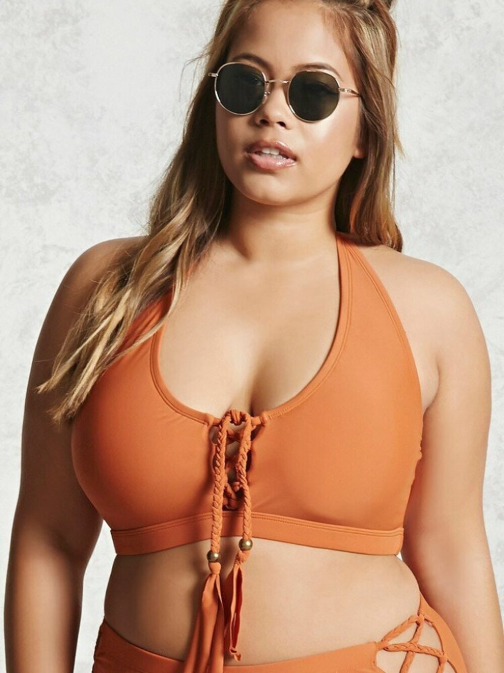 Forever 21 Plus Size Amber Braided Swim Bikini Top Only 2X